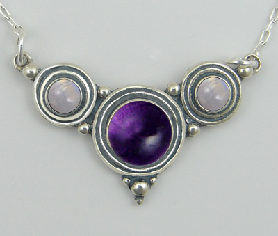 Sterling Silver Gemstone Necklace With Amethyst